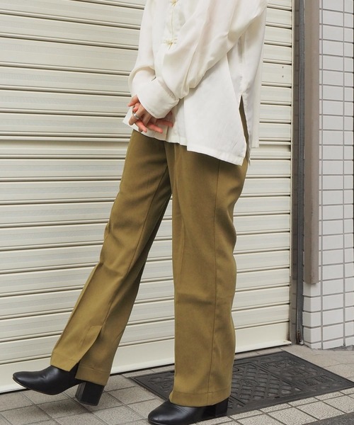 tiptop（ティップトップ）の「【web限定アイテム】センタープレススリットパンツ（スラックス・レディース・ブラウン/ダークブラウン/スモークピンク/ブラック/ライトグリーン/ブルー/イエロー系その他・FREE）」の10枚目の写真