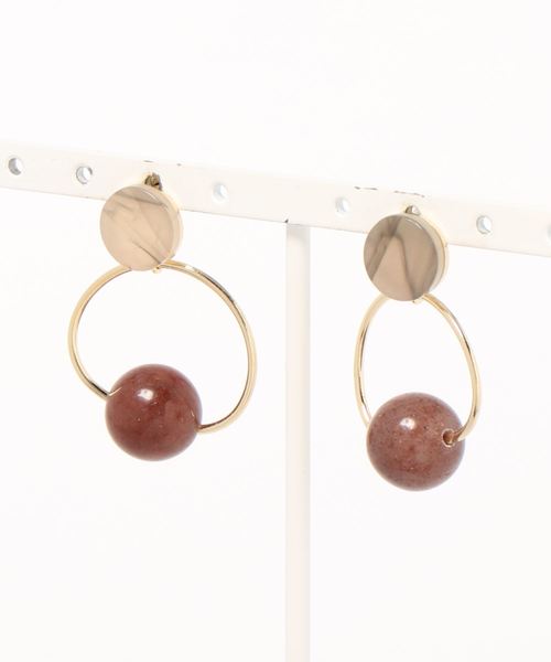 Bou Jeloud(ブージュルード)の「【WEB限定】マーブルボールリングピアス(ピアス(両耳用)・レディース・ブラウン/ピンク・FREE)」の1枚目の写真