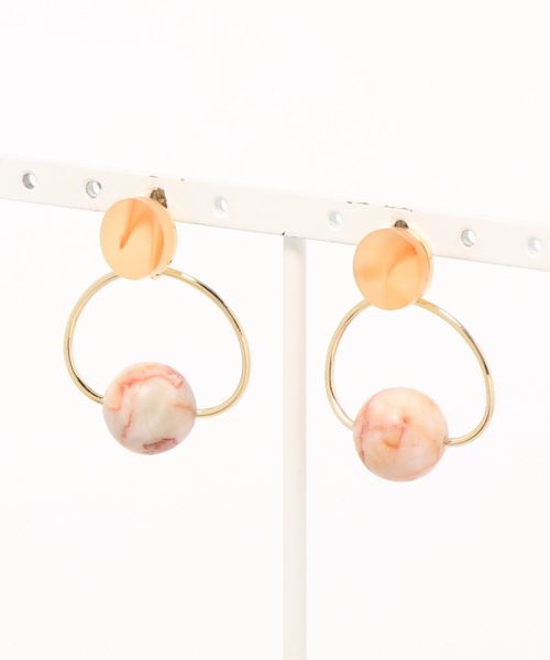 Bou Jeloud(ブージュルード)の「【WEB限定】マーブルボールリングピアス(ピアス(両耳用)・レディース・ブラウン/ピンク・FREE)」の5枚目の写真