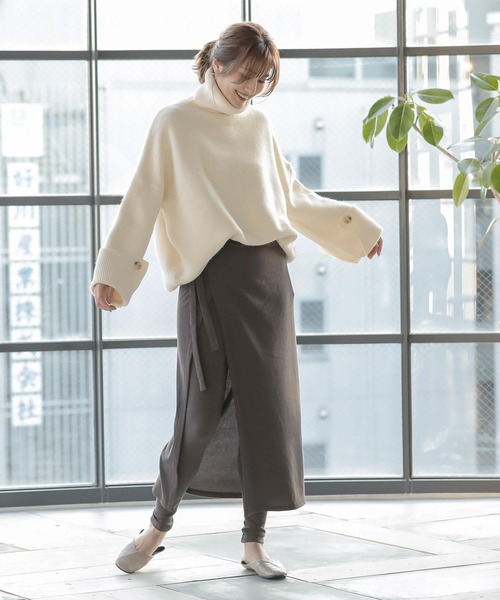 KOBE LETTUCE(コウベレタス)の「もちもちリブラップスカート・レギンスSET(スカート・レディース・ブラック/ピンク系その他/チャコール・FREE)」の12枚目の写真