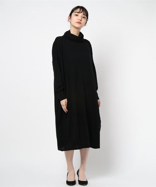 mizuiroind（ミズイロインド）の「ドレープハイネックニットチュニック（チュニック・レディース・チャコールグレー/ブラック/ダークブラウン/ブラウン・FREE）」の2枚目の写真