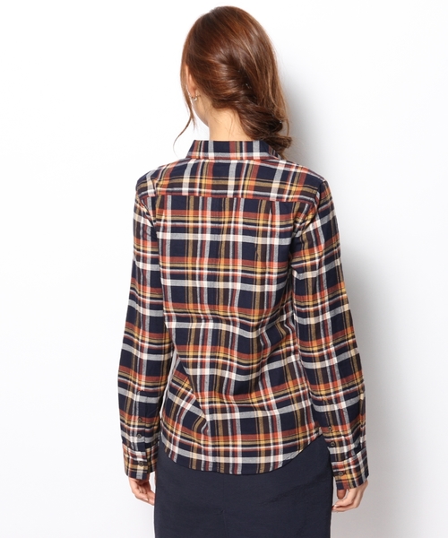 CROON A SONG（クルーンアソング）の「ビエラチェックブラウス（シャツ/ブラウス・レディース・ホワイト/ネイビー/レッド・38）」の6枚目の写真