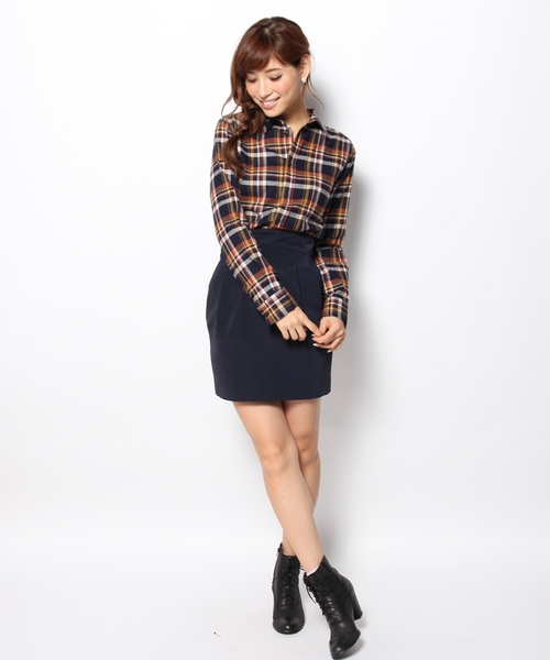 CROON A SONG（クルーンアソング）の「ビエラチェックブラウス（シャツ/ブラウス・レディース・ホワイト/ネイビー/レッド・38）」の7枚目の写真