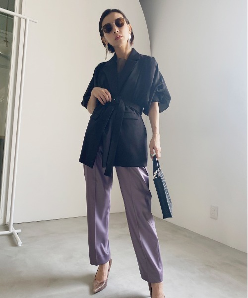 Ameri（アメリ）の「SHEER DOLMAN JACKET（テーラードジャケット・レディース・ブラック/ライトイエロー/グリーン・FREE）」の7枚目の写真