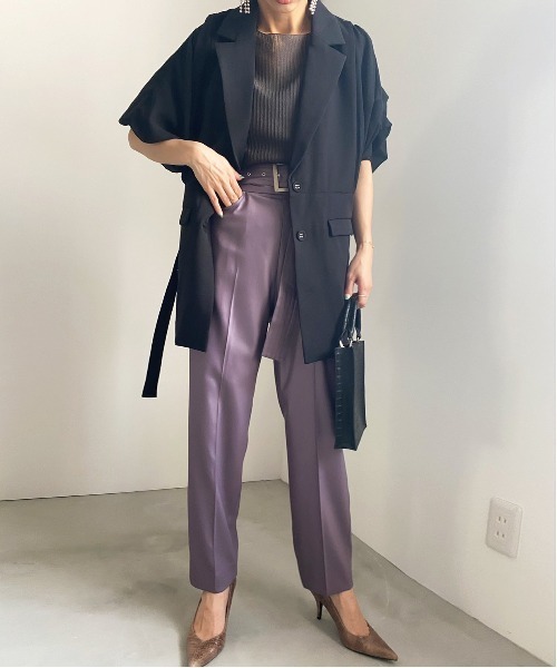 Ameri（アメリ）の「SHEER DOLMAN JACKET（テーラードジャケット・レディース・ブラック/ライトイエロー/グリーン・FREE）」の8枚目の写真