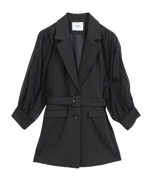 Ameri（アメリ）の「SHEER DOLMAN JACKET（テーラードジャケット・レディース・ブラック/ライトイエロー/グリーン・FREE）」の15枚目の写真