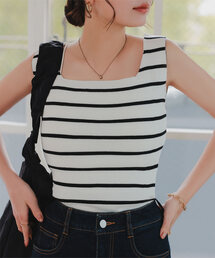 KOBE LETTUCE（コウベレタス）の「スクエアネックスリーブレスニットトップス（タンクトップ）」