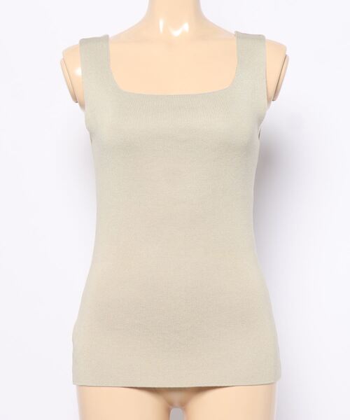 KOBE LETTUCE（コウベレタス）の「スクエアネックスリーブレスニットトップス（タンクトップ・レディース・オフホワイト/ブラック/ブルー/モカ/ブラウン/ライトベージュ/ラベンダー/ダークオレンジ/ライトカーキ/ピンク/グレイッシュブルー/チャコールグレー/ライトピンク/ホワイト×ブラック/ライトグレー・FREE）」の8枚目の写真