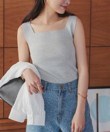 KOBE LETTUCE（コウベレタス）の「スクエアネックスリーブレスニットトップス（タンクトップ）」