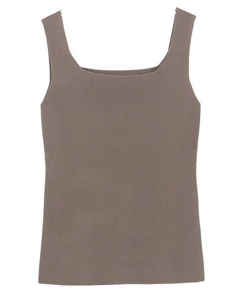 KOBE LETTUCE（コウベレタス）の「スクエアネックスリーブレスニットトップス（タンクトップ・レディース・オフホワイト/ブラック/ブルー/モカ/ブラウン/ライトベージュ/ラベンダー/ダークオレンジ/ライトカーキ/ピンク/グレイッシュブルー/チャコールグレー/ライトピンク/ホワイト×ブラック/ライトグレー・FREE）」の18枚目の写真