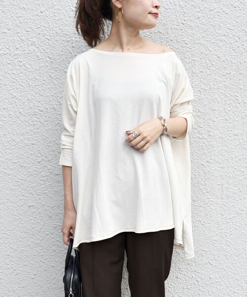 SHIPS（シップス）の「【WEB限定】3WAY強撚ビッグドルマン◇（Tシャツ/カットソー・レディース・ブラック/ブラウン/レッド/マスタード/ナチュラル・ONE SIZE）」の6枚目の写真