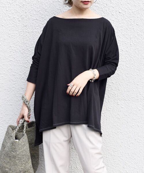 SHIPS（シップス）の「【WEB限定】3WAY強撚ビッグドルマン◇（Tシャツ/カットソー・レディース・ブラック/ブラウン/レッド/マスタード/ナチュラル・ONE SIZE）」の12枚目の写真