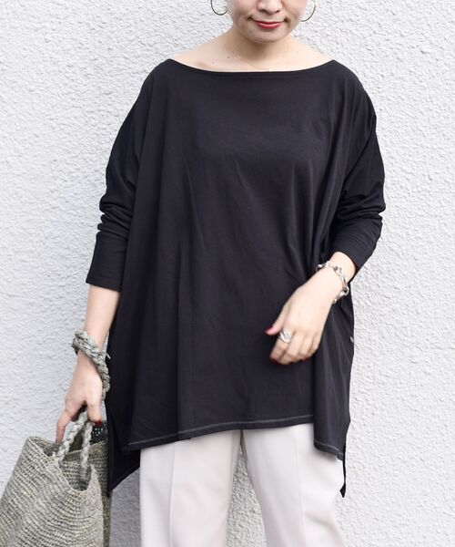 SHIPS（シップス）の「【WEB限定】3WAY強撚ビッグドルマン◇（Tシャツ/カットソー・レディース・ブラック/ブラウン/レッド/マスタード/ナチュラル・ONE SIZE）」の13枚目の写真