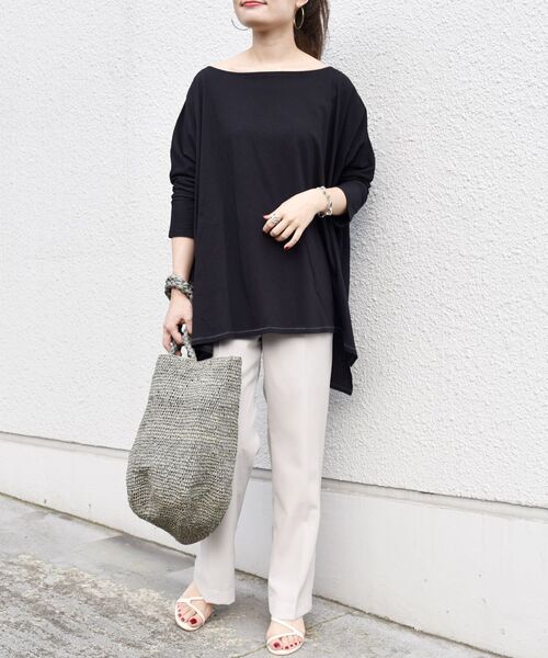 SHIPS（シップス）の「【WEB限定】3WAY強撚ビッグドルマン◇（Tシャツ/カットソー・レディース・ブラック/ブラウン/レッド/マスタード/ナチュラル・ONE SIZE）」の16枚目の写真
