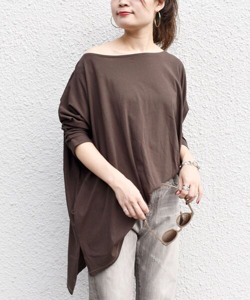 SHIPS（シップス）の「【WEB限定】3WAY強撚ビッグドルマン◇（Tシャツ/カットソー・レディース・ブラック/ブラウン/レッド/マスタード/ナチュラル・ONE SIZE）」の17枚目の写真