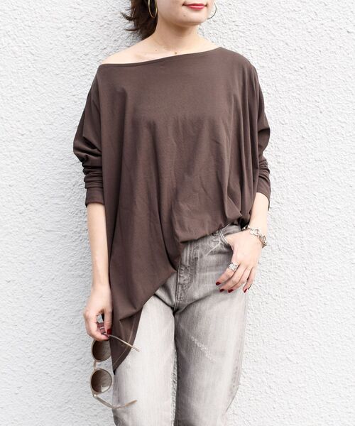 SHIPS（シップス）の「【WEB限定】3WAY強撚ビッグドルマン◇（Tシャツ/カットソー・レディース・ブラック/ブラウン/レッド/マスタード/ナチュラル・ONE SIZE）」の20枚目の写真