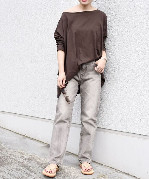 SHIPS（シップス）の「【WEB限定】3WAY強撚ビッグドルマン◇（Tシャツ/カットソー・レディース・ブラック/ブラウン/レッド/マスタード/ナチュラル・ONE SIZE）」の21枚目の写真