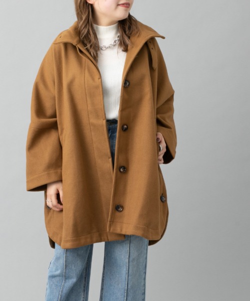 Prose Verse プロズヴェール の スタンドカラーポンチョ風コート その他アウター Wear