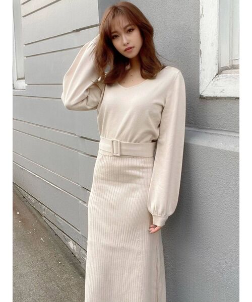 RESEXXY】 チュール切替ワンピース （ベージュ）