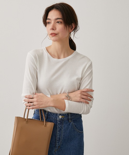 SALON adam et rope'(サロン アダム エ ロペ)の「【Smile Cotton】クルーネックプルオーバー(Tシャツ/カットソー・レディース・ホワイト/チャコールグレー/ブラック/ピンク・FREE)」の8枚目の写真