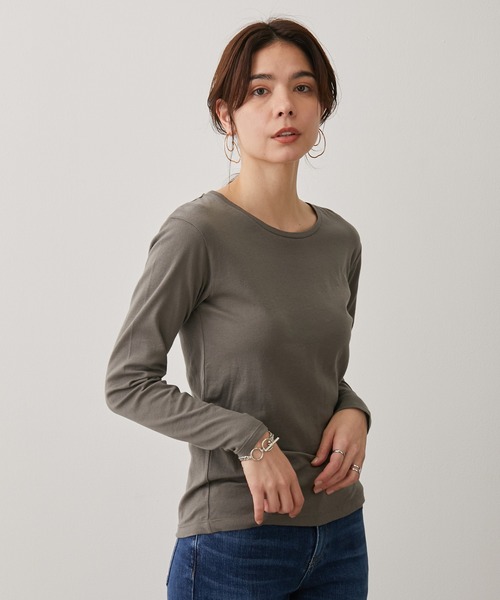 SALON adam et rope'(サロン アダム エ ロペ)の「【Smile Cotton】クルーネックプルオーバー(Tシャツ/カットソー・レディース・ホワイト/チャコールグレー/ブラック/ピンク・FREE)」の9枚目の写真