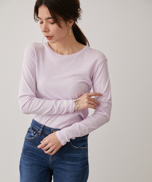 SALON adam et rope'(サロン アダム エ ロペ)の「【Smile Cotton】クルーネックプルオーバー(Tシャツ/カットソー・レディース・ホワイト/チャコールグレー/ブラック/ピンク・FREE)」の10枚目の写真