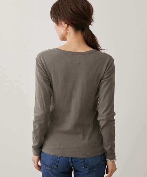 SALON adam et rope'(サロン アダム エ ロペ)の「【Smile Cotton】クルーネックプルオーバー(Tシャツ/カットソー・レディース・ホワイト/チャコールグレー/ブラック/ピンク・FREE)」の12枚目の写真