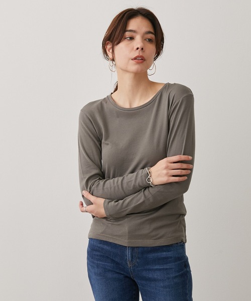 SALON adam et rope'(サロン アダム エ ロペ)の「【Smile Cotton】クルーネックプルオーバー(Tシャツ/カットソー・レディース・ホワイト/チャコールグレー/ブラック/ピンク・FREE)」の21枚目の写真