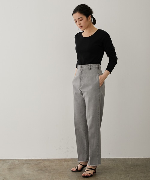SALON adam et rope'(サロン アダム エ ロペ)の「【Smile Cotton】クルーネックプルオーバー(Tシャツ/カットソー・レディース・ホワイト/チャコールグレー/ブラック/ピンク・FREE)」の5枚目の写真