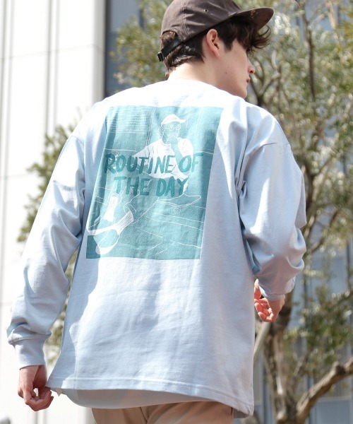 RAGEBLUE（レイジブルー）の「＜全9色＞プリント/刺繍ロンT/934264（Tシャツ/カットソー・メンズ・グリーン/パープル/ブラック/オフホワイト/ピンク系その他/ホワイト/ベージュ系その他2/ライトブルー/マスタード・LARGE/MEDIUM/SMALL）」の6枚目の写真