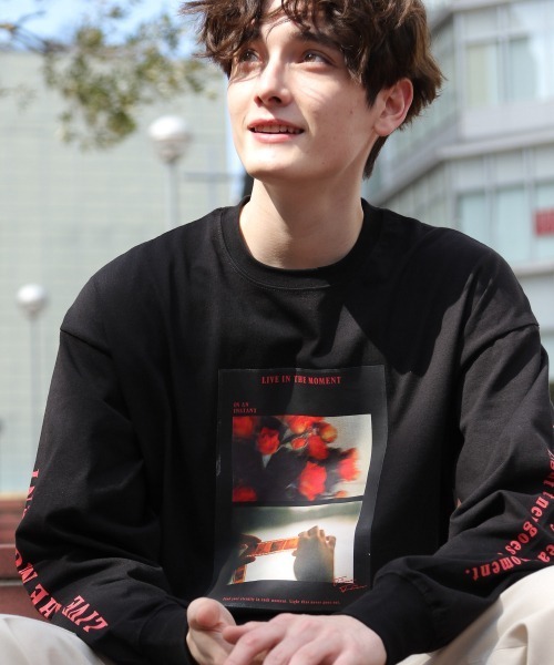 RAGEBLUE（レイジブルー）の「＜全9色＞プリント/刺繍ロンT/934264（Tシャツ/カットソー・メンズ・グリーン/パープル/ブラック/オフホワイト/ピンク系その他/ホワイト/ベージュ系その他2/ライトブルー/マスタード・LARGE/MEDIUM/SMALL）」の3枚目の写真