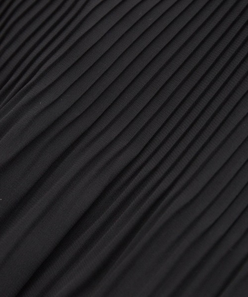 【新色追加】ドット/無地シフォンプリーツスタンドブラウス