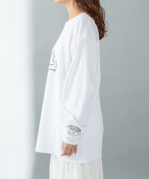 mystic（ミスティック）の「ANNIE ロングTシャツ（Tシャツ/カットソー・レディース・チャコールグレー/オフホワイト・FREE）」の13枚目の写真