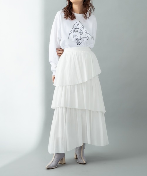 mystic（ミスティック）の「ANNIE ロングTシャツ（Tシャツ/カットソー・レディース・チャコールグレー/オフホワイト・FREE）」の18枚目の写真