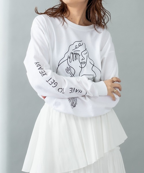 mystic（ミスティック）の「ANNIE ロングTシャツ（Tシャツ/カットソー・レディース・チャコールグレー/オフホワイト・FREE）」の22枚目の写真