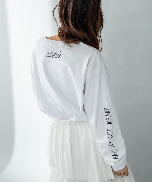 mystic（ミスティック）の「ANNIE ロングTシャツ（Tシャツ/カットソー・レディース・チャコールグレー/オフホワイト・FREE）」の7枚目の写真