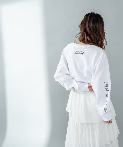 mystic（ミスティック）の「ANNIE ロングTシャツ（Tシャツ/カットソー・レディース・チャコールグレー/オフホワイト・FREE）」の11枚目の写真