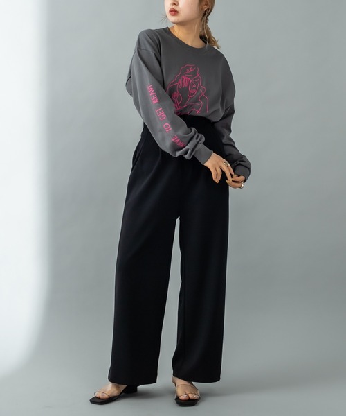 mystic（ミスティック）の「ANNIE ロングTシャツ（Tシャツ/カットソー・レディース・チャコールグレー/オフホワイト・FREE）」の15枚目の写真