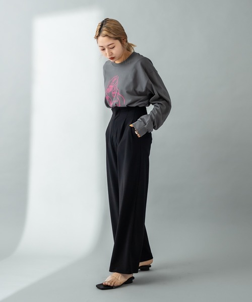 mystic（ミスティック）の「ANNIE ロングTシャツ（Tシャツ/カットソー・レディース・チャコールグレー/オフホワイト・FREE）」の19枚目の写真