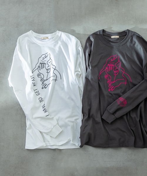 mystic（ミスティック）の「ANNIE ロングTシャツ（Tシャツ/カットソー・レディース・チャコールグレー/オフホワイト・FREE）」の20枚目の写真