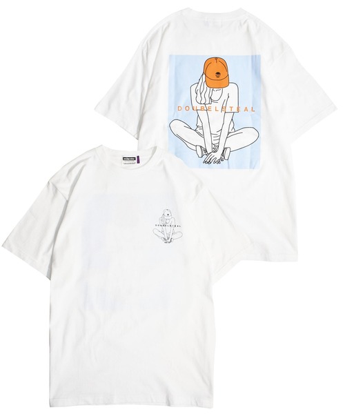 DOUBLE STEAL(ダブルスティール)の「Crouch Girl Tシャツ(Tシャツ/カットソー・メンズ・ホワイト/グレー/ブラック/カーキ・LARGE/X-LARGE/MEDIUM/XX-LARGE)」の1枚目の写真