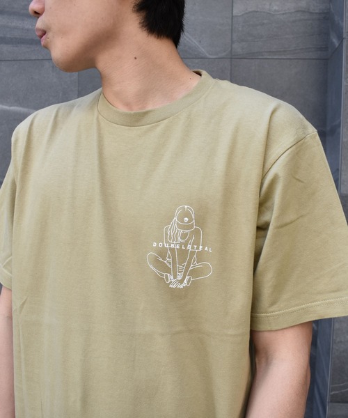DOUBLE STEAL(ダブルスティール)の「Crouch Girl Tシャツ(Tシャツ/カットソー・メンズ・ホワイト/グレー/ブラック/カーキ・LARGE/X-LARGE/MEDIUM/XX-LARGE)」の14枚目の写真