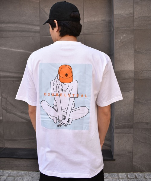 DOUBLE STEAL(ダブルスティール)の「Crouch Girl Tシャツ(Tシャツ/カットソー・メンズ・ホワイト/グレー/ブラック/カーキ・LARGE/X-LARGE/MEDIUM/XX-LARGE)」の6枚目の写真