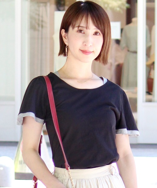 ElegChic（エレグシック）の「フェイクレイヤードカットソー（Tシャツ/カットソー・レディース・グレー/ホワイト/グリーン/ネイビー/ブラック・M/L）」の19枚目の写真