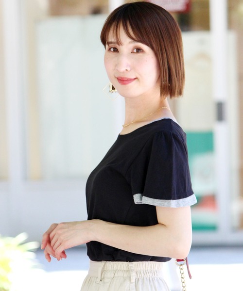 ElegChic（エレグシック）の「フェイクレイヤードカットソー（Tシャツ/カットソー・レディース・グレー/ホワイト/グリーン/ネイビー/ブラック・M/L）」の16枚目の写真