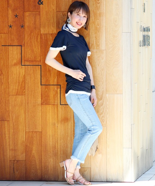 ElegChic（エレグシック）の「フェイクレイヤードカットソー（Tシャツ/カットソー・レディース・グレー/ホワイト/グリーン/ネイビー/ブラック・M/L）」の6枚目の写真