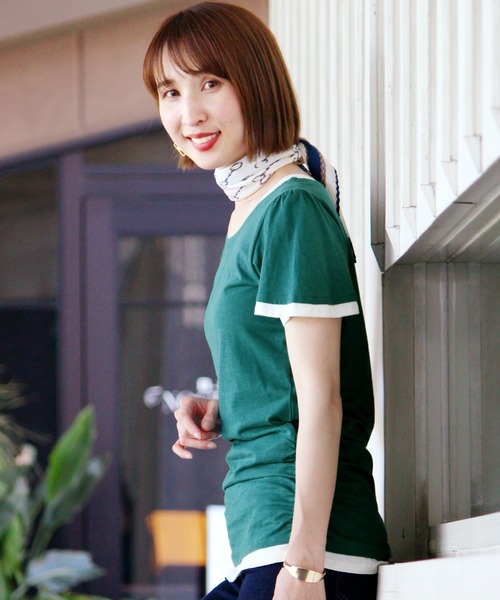 ElegChic（エレグシック）の「フェイクレイヤードカットソー（Tシャツ/カットソー・レディース・グレー/ホワイト/グリーン/ネイビー/ブラック・M/L）」の17枚目の写真
