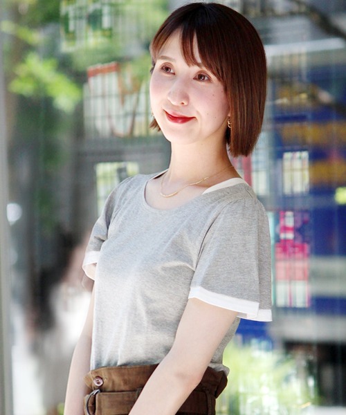 ElegChic（エレグシック）の「フェイクレイヤードカットソー（Tシャツ/カットソー・レディース・グレー/ホワイト/グリーン/ネイビー/ブラック・M/L）」の10枚目の写真