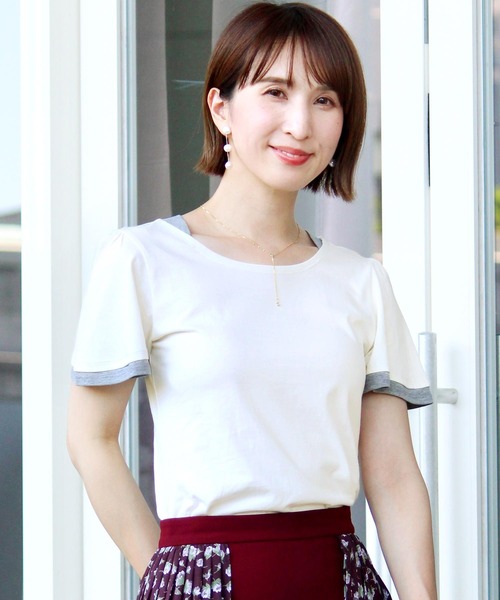 ElegChic（エレグシック）の「フェイクレイヤードカットソー（Tシャツ/カットソー・レディース・グレー/ホワイト/グリーン/ネイビー/ブラック・M/L）」の11枚目の写真