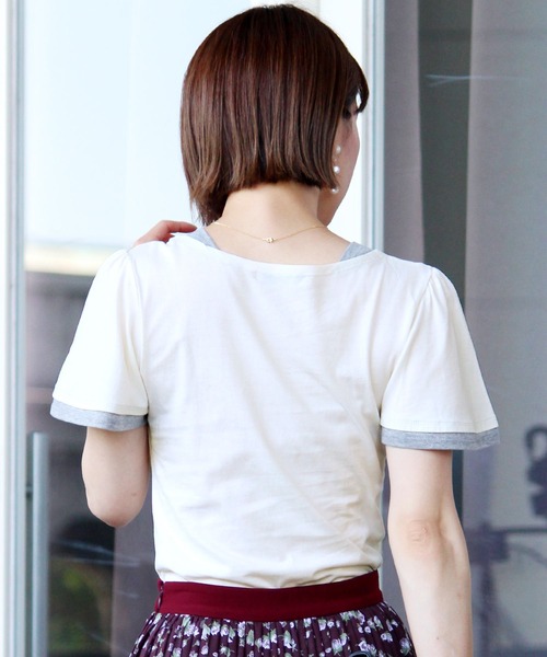 ElegChic（エレグシック）の「フェイクレイヤードカットソー（Tシャツ/カットソー・レディース・グレー/ホワイト/グリーン/ネイビー/ブラック・M/L）」の7枚目の写真